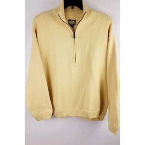 Tommy Bahama Pullover Heavy Knit Sweater Mens XL Yellow‎ Chunky 1/2 Zip Cotton
